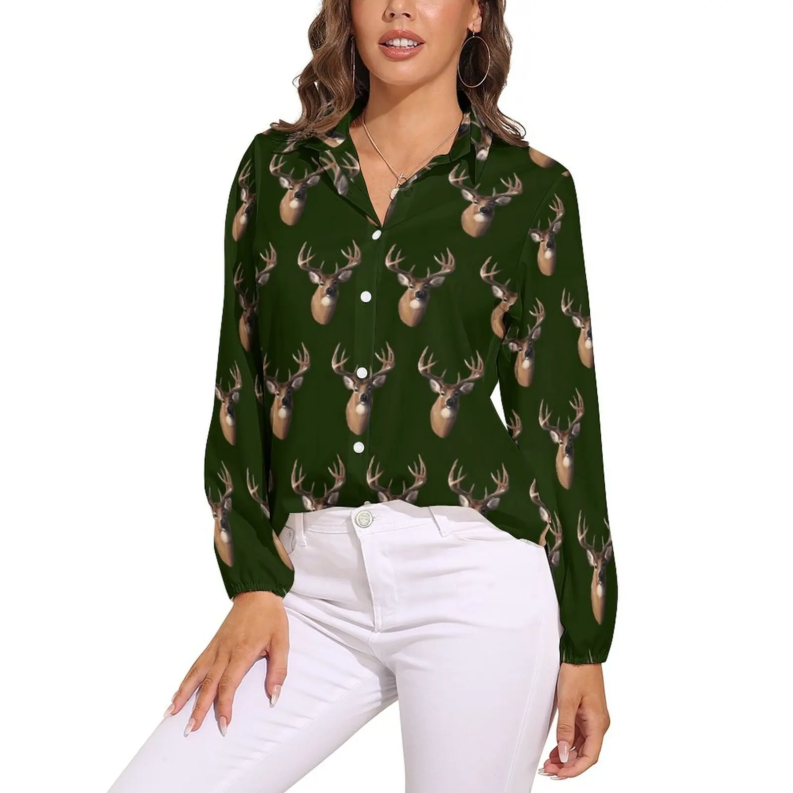 Deer Print Blouse Funny Animal Kawaii Pattern Blouses Female Classic Shirt Autumn Long Sleeve Oversized Clothes
Deer Print Blouse Funny Animal Kawaii Pattern Blouses Female Classic Shirt Autumn Long Sleeve Oversized Clothes