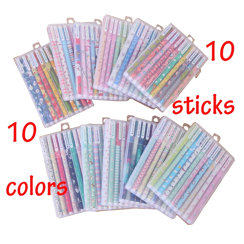 (10 Pens 10 Colors) Kawaii Stationery Cute Color Gel Pen Creative School Supplies Ballpoint Pen Diary Work Thin Line 0.38mm Set 
(10 Pens 10 Colors) Kawaii Stationery Cute Color Gel Pen Creative School Supplies Ballpoint Pen Diary Work Thin Line 0.38mm Set