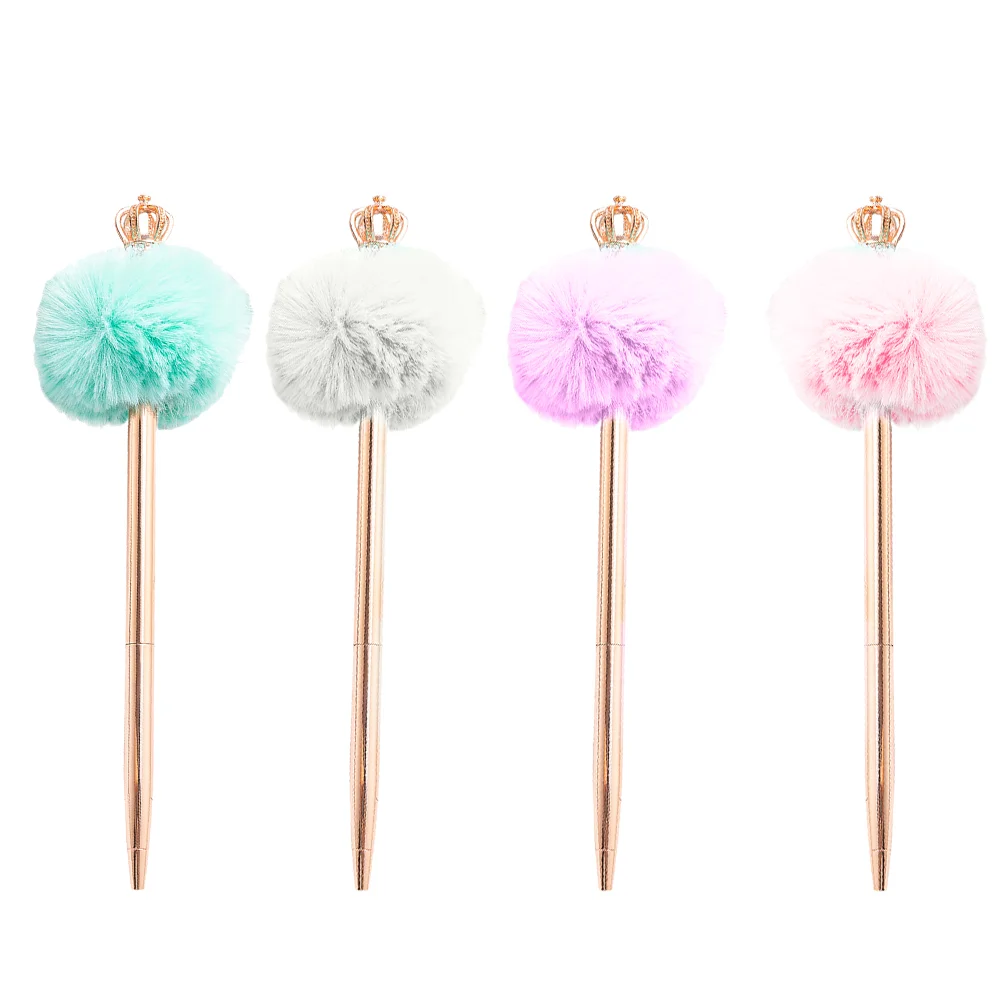 

Pen Ballpoint Pens Pom Pompom Adorable Gift Girl Study Stationery Student Signature Point Rollerball Inkneedle Plushcute Fluffy