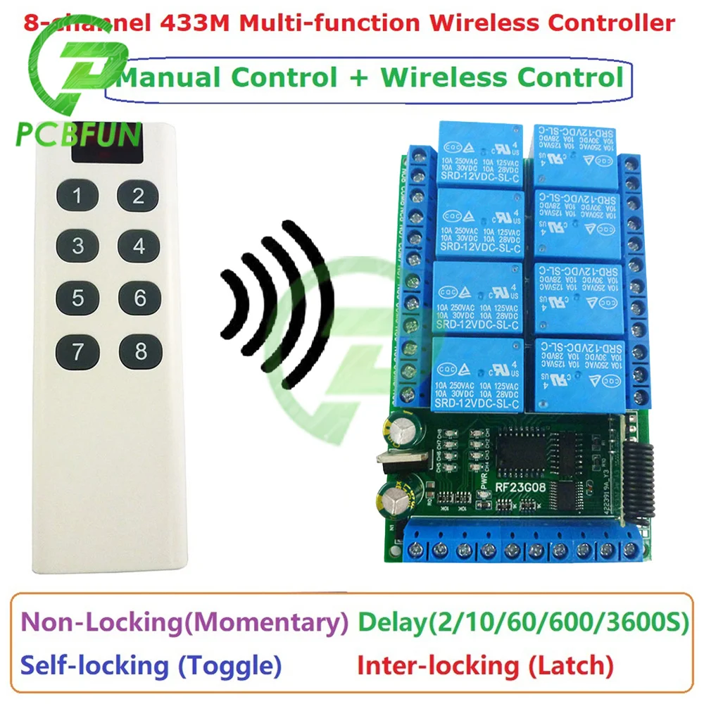 8 Channel 433.92M EV1527 Learning Code OOK ASK RC Multi-function 8Ch Remote Control Module DC 5V 12V 24V
8 Channel 433.92M EV1527 Learning Code OOK ASK RC Multi-function 8Ch Remote Control Module DC 5V 12V 24V
