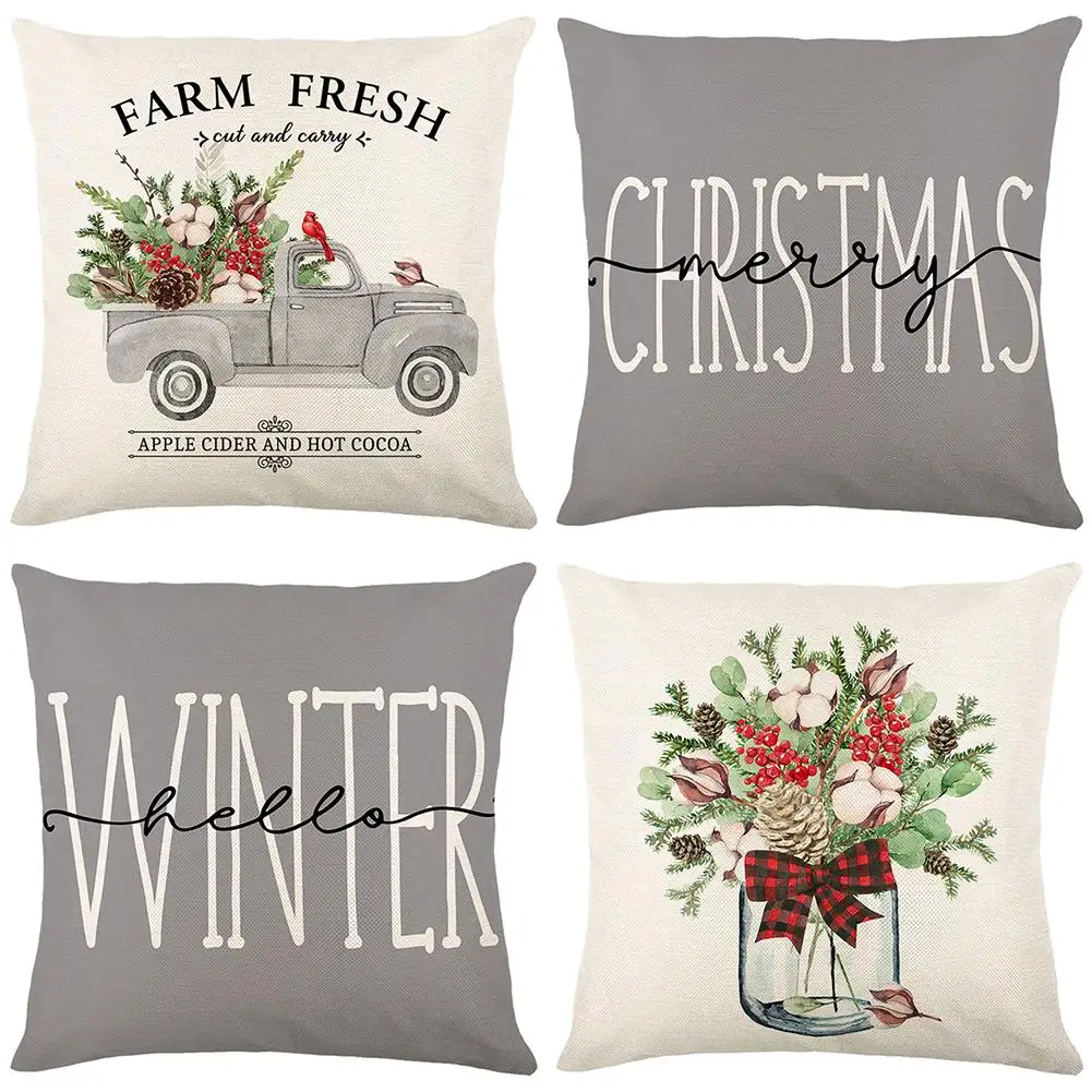 4pcs Farmhouse Christmas Pillow Cases Letter Print Linen Cushion Case Pillow Covers For Home Decor (45 X 45cm)
4pcs Farmhouse Christmas Pillow Cases Letter Print Linen Cushion Case Pillow Covers For Home Decor (45 X 45cm)