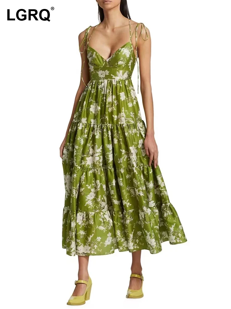 LGRQ Elegant Luxury Trendy Girls Floral Printting Dresses 2023 Summer Women's Fashion Sleeveless Strap Lace Folds Dress 19F1349
LGRQ Elegant Luxury Trendy Girls Floral Printting Dresses 2023 Summer Women's Fashion Sleeveless Strap Lace Folds Dress 19F1349