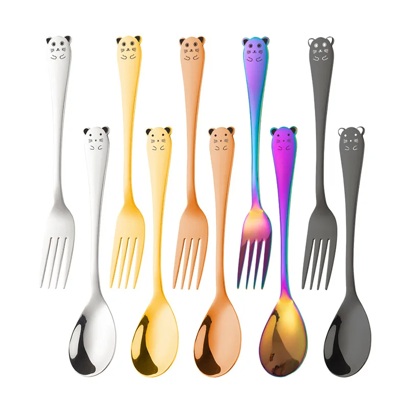 10pcs Stainless Steel Children's Spoon Fork Colorful Colorful Cute Cartoon Animal Ice Cream Dessert Spoon Kitchen Accessories
10pcs Stainless Steel Children's Spoon Fork Colorful Colorful Cute Cartoon Animal Ice Cream Dessert Spoon Kitchen Accessories