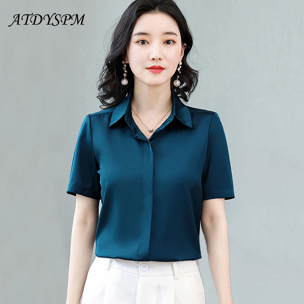 Simple Design Summer Short Sleeve Women's Shirts Candy Color Silk Blouses Office Lady Basic Top Women Casual Solid Satin Shirts
Simple Design Summer Short Sleeve Women's Shirts Candy Color Silk Blouses Office Lady Basic Top Women Casual Solid Satin Shirts