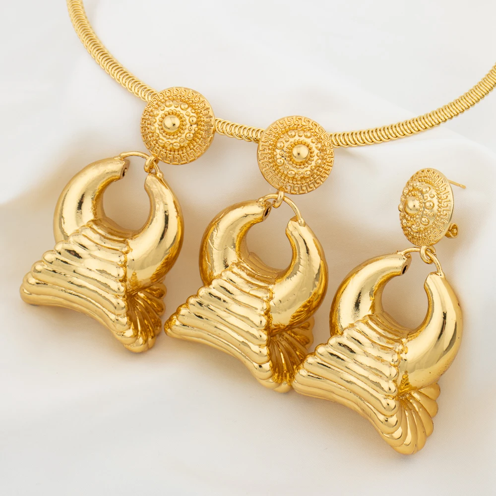 Luxury Necklace Jewelry Sets For Women Dubai 18k Gold Color African Wedding Bridal Copper Necklace Earring Jewellery Accessory
Luxury Necklace Jewelry Sets For Women Dubai 18k Gold Color African Wedding Bridal Copper Necklace Earring Jewellery Accessory