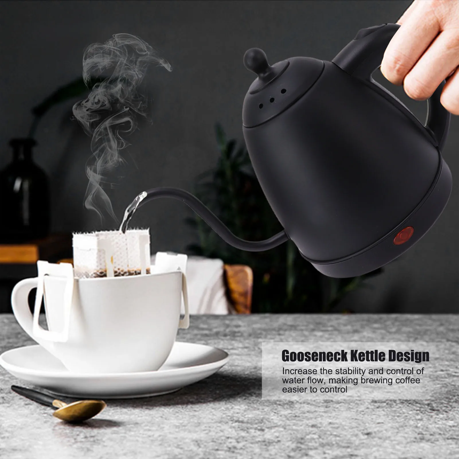 Gooseneck Electric Kettle 1.2L 304 Stainless Steel High Safety Pour Over Coffee Pot EU Plug 220V
Gooseneck Electric Kettle 1.2L 304 Stainless Steel High Safety Pour Over Coffee Pot EU Plug 220V