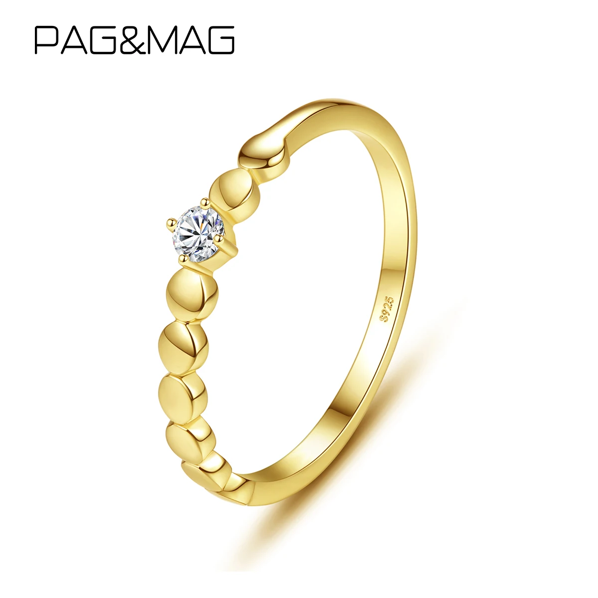 PAG&MAG 925 Sterling Silver Round Zircon Finger Rings For Women 14k Gold Plated Fine Jewelry Wedding Band Statement Gifts 
PAG&MAG 925 Sterling Silver Round Zircon Finger Rings For Women 14k Gold Plated Fine Jewelry Wedding Band Statement Gifts