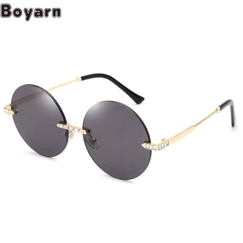 

Foreign Trade New Fashion Cross-border Trend Ocean Round Frame Sunglasses Metal Eyes Cut Edge Frameless Sun Glasses Women