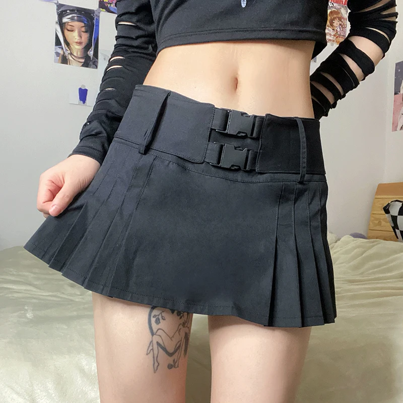 Preppy Buckle Mini Skirts Harajuku Grunge Korean Kawaii Vintage Low Waisted Pleated Skirt E-girl Gothic Black Mall Goth Clothes
Preppy Buckle Mini Skirts Harajuku Grunge Korean Kawaii Vintage Low Waisted Pleated Skirt E-girl Gothic Black Mall Goth Clothes