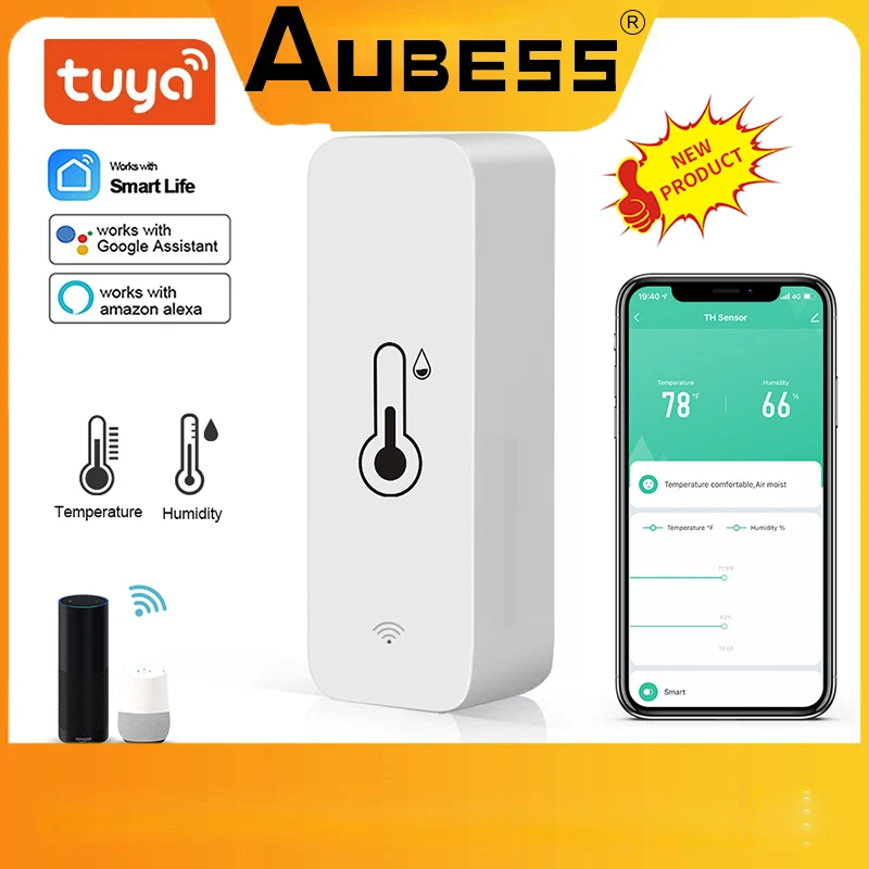 Aubess WiFi Temperature Humidity Sensor Indoor Thermometer Hygrometer Smart Home Security Alarm System For Tuya Smart Life Alexa
Aubess WiFi Temperature Humidity Sensor Indoor Thermometer Hygrometer Smart Home Security Alarm System For Tuya Smart Life Alexa
