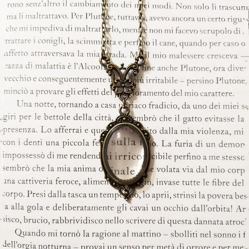 Magnifier Necklace, Embossed Transparent Crystal Pendant, Steampunk Necklace, Literary Jewelry, Gift for Book Lovers
Magnifier Necklace, Embossed Transparent Crystal Pendant, Steampunk Necklace, Literary Jewelry, Gift for Book Lovers