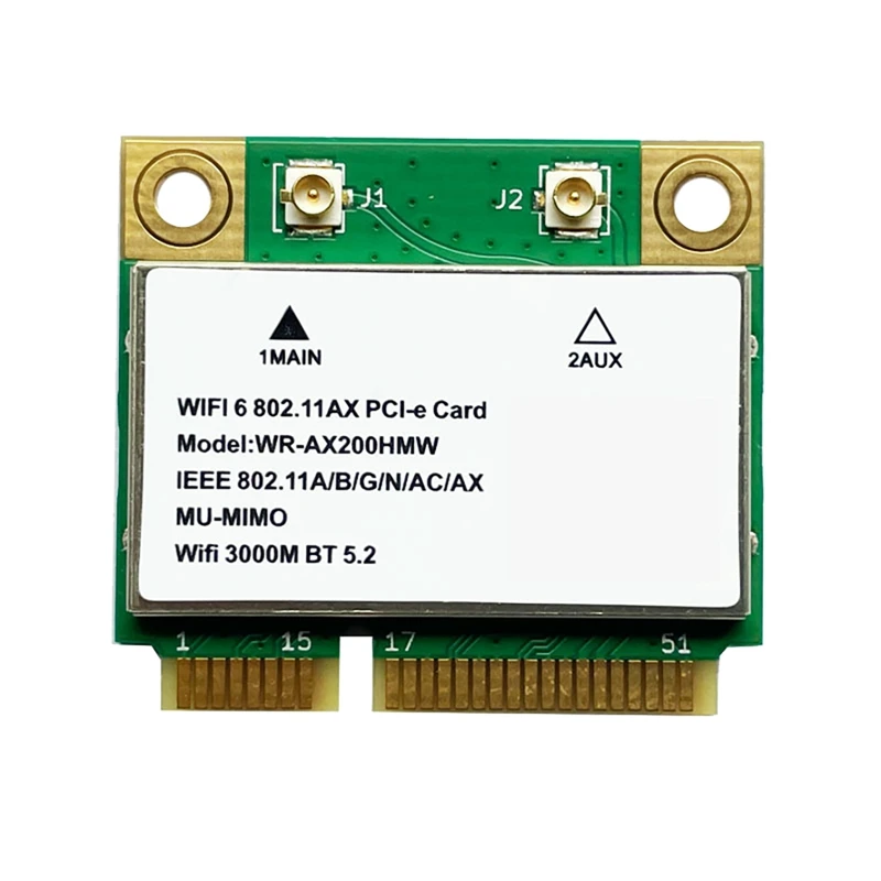 AX200HMW AX3000H Wireless Network Card 2.4G/5G Dual-Band 2974M Wifi6 Bluetooth 5.2 Mini PCI-E Wireless WIFI Module
AX200HMW AX3000H Wireless Network Card 2.4G/5G Dual-Band 2974M Wifi6 Bluetooth 5.2 Mini PCI-E Wireless WIFI Module