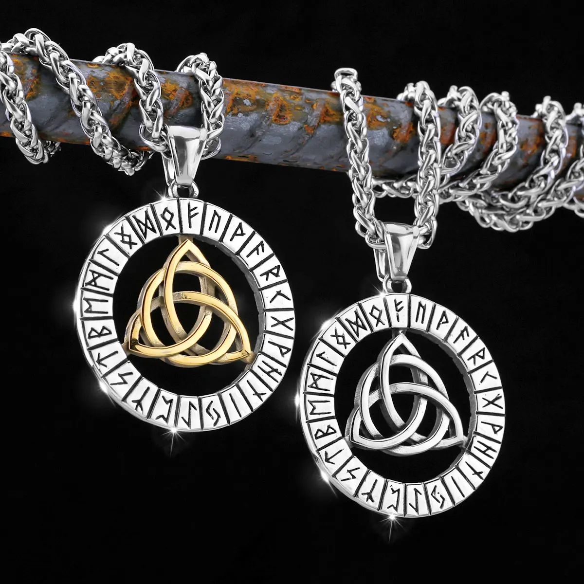 

Nordic Viking Celtic Knot Stainless Steel Norse Runes Men's Pendant Necklace Never Fade Gold Color Fashion Amulet Jewelry Gifts