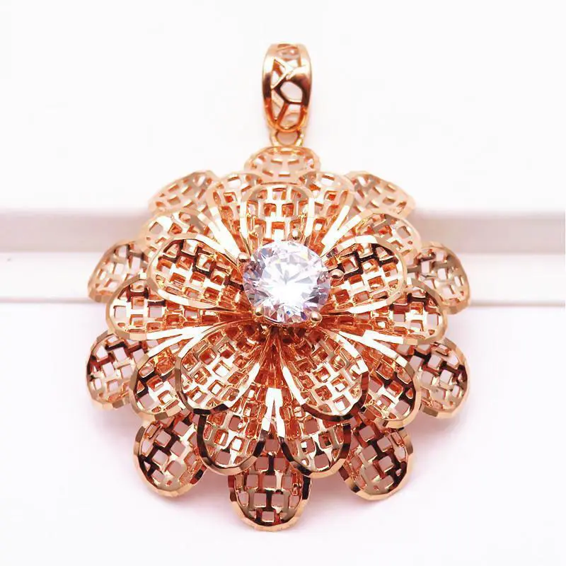 Russian Purple Gold High-Grade Graceful and Fashionable Luxury Big Flower Inlaid Stone Pendant Women's Rose Gold Set Chain
Russian Purple Gold High-Grade Graceful and Fashionable Luxury Big Flower Inlaid Stone Pendant Women's Rose Gold Set Chain