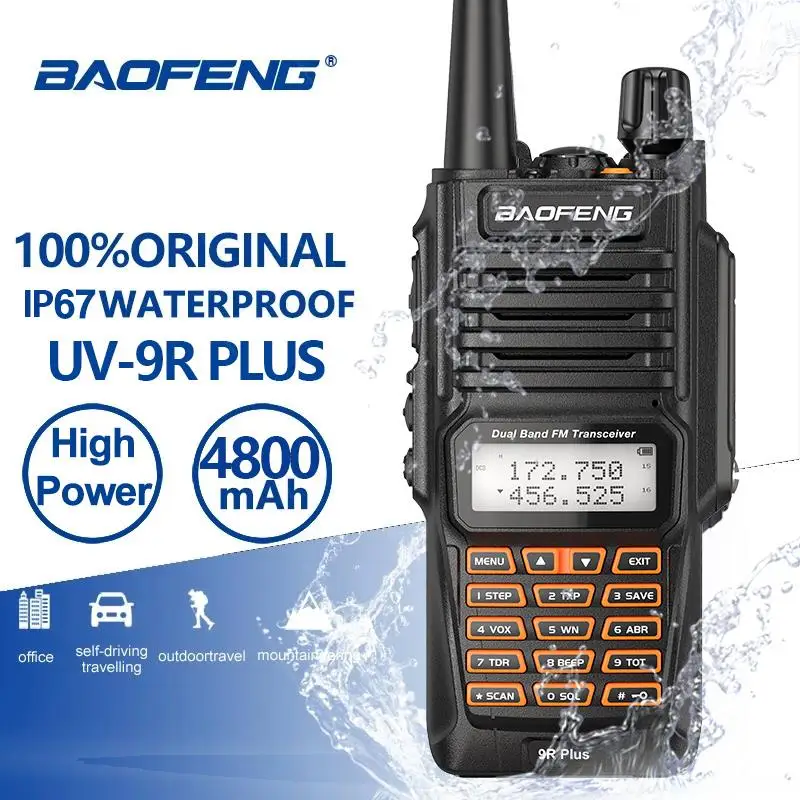 Портативная рация Baofeng UV-9R Plus ip68, Двухдиапазонная Портативная радиостанция с большим радиусом действия UV9R CB Ham
Портативная рация Baofeng UV-9R Plus ip68, Двухдиапазонная Портативная радиостанция с большим радиусом действия UV9R CB Ham