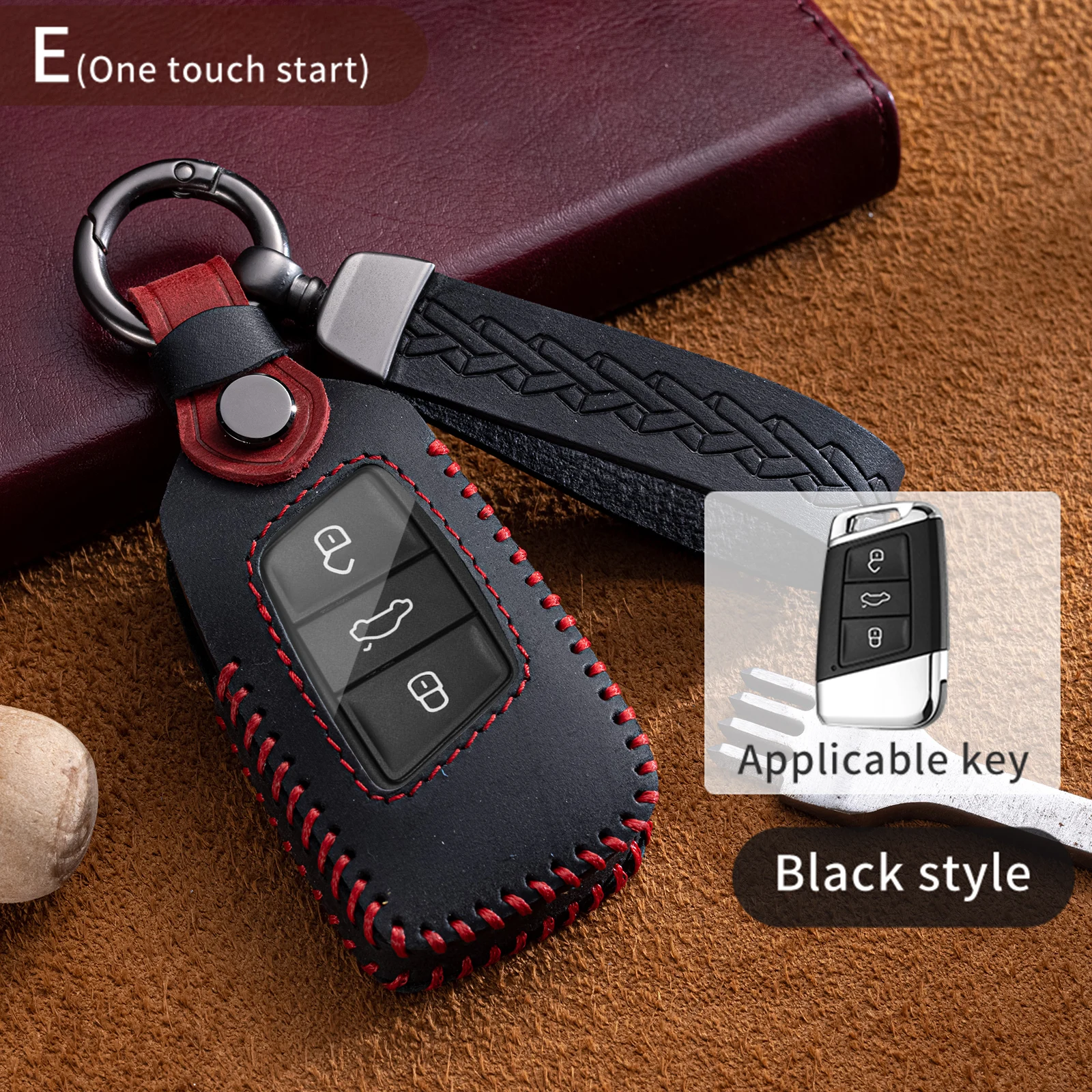 

Crazy Horse Leather Car Key Case Cover Fob Shell for Volkswagen VW Magotan Passat B8 Golf For Skoda Superb A7 Accessories
