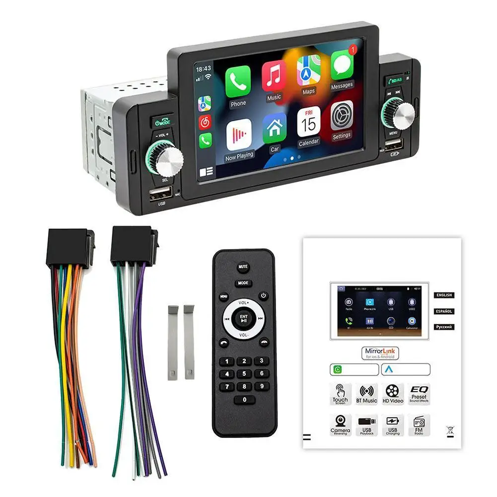 

1 Din 5" Radio Car Stereo Bluetooth MP5 Player Android-Auto Hands Free A2DP USB FM Receiver Audio System Head Unit F160C
