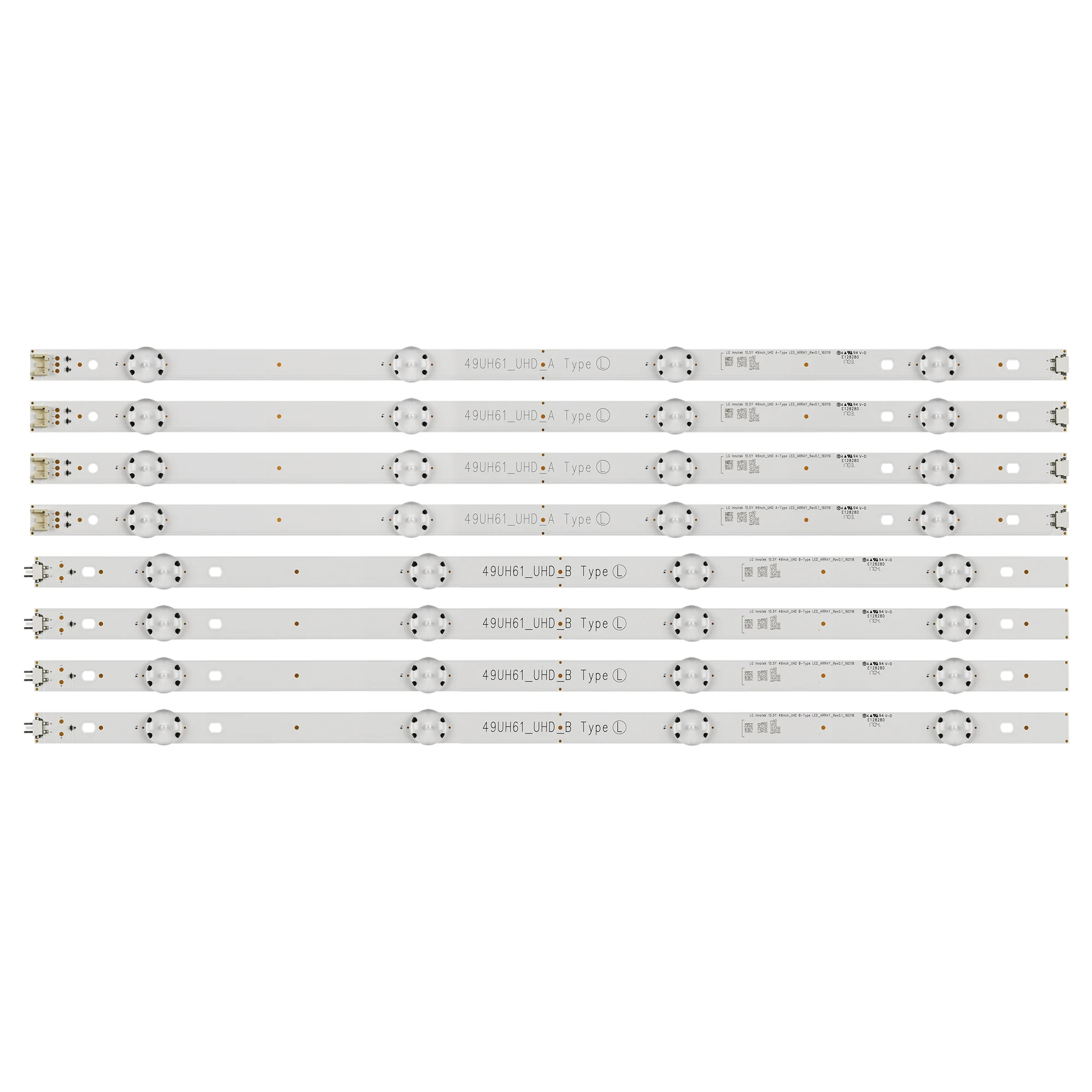 8 PCS/set LED backlight strip for LG 49UH610V 49UH603V 49UH601V 49UH620V innotek 15.5Y 49inch 49UH61_UHD_A B HC490DGN-SLNX5-514X
8 PCS/set LED backlight strip for LG 49UH610V 49UH603V 49UH601V 49UH620V innotek 15.5Y 49inch 49UH61_UHD_A B HC490DGN-SLNX5-514X