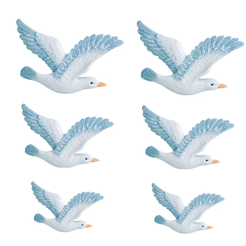 

Simulation Mediterranean 6Pcs Seagull Flying Bird Seabird Resin Peace Pigeon Sea Wall Decoration Background Wall Pendant