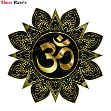 Three Ratels J802 Beautiful Golden OM Symbol Mantra Mandala Sticker Decal in Black and Gold