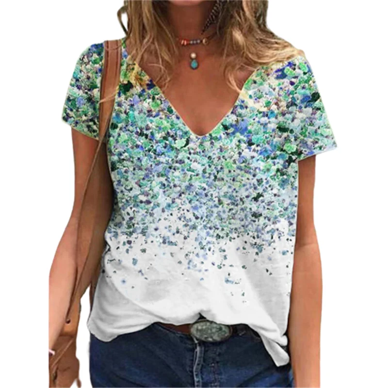 2022 Women Casual V-Neck Floral Print Loose Short Sleeve T-shirt Plus Size 5XL
2022 Women Casual V-Neck Floral Print Loose Short Sleeve T-shirt Plus Size 5XL