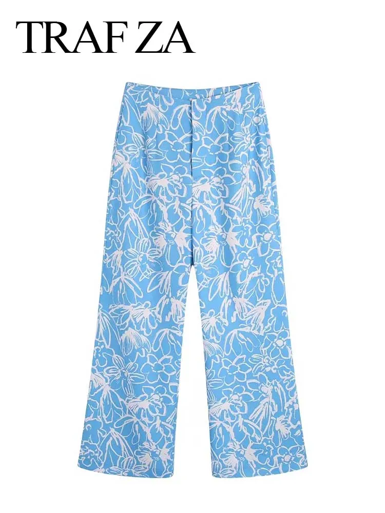 TRAF ZA Fashion Womens Floral Print Trousers Zipper Fly High Waist Slim Straight Pants Female Casual Vintage Chic Streetwear
TRAF ZA Fashion Womens Floral Print Trousers Zipper Fly High Waist Slim Straight Pants Female Casual Vintage Chic Streetwear