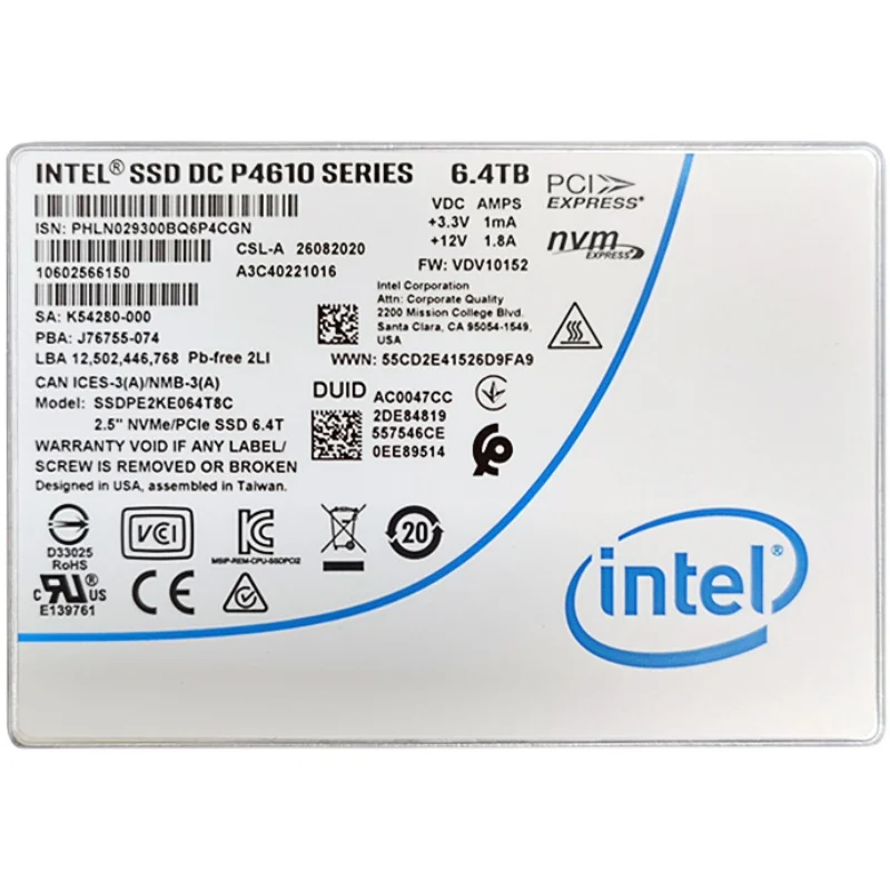 Intel P4610 6.4T U.2 NVME SSD Enterprise Server Computer Solid State Drive SSDPE2KE064T801
Intel P4610 6.4T U.2 NVME SSD Enterprise Server Computer Solid State Drive SSDPE2KE064T801
