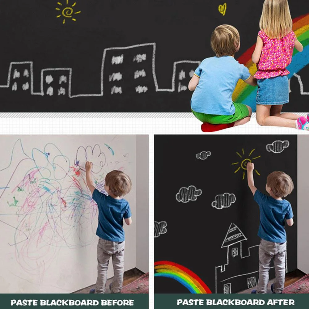 200*60CM Wall Stickers for kids rooms Chalkboard Self-Adhesive Blackboard Waterproof Reusable Black Board with 5 Color Chalk
200*60CM Wall Stickers for kids rooms Chalkboard Self-Adhesive Blackboard Waterproof Reusable Black Board with 5 Color Chalk