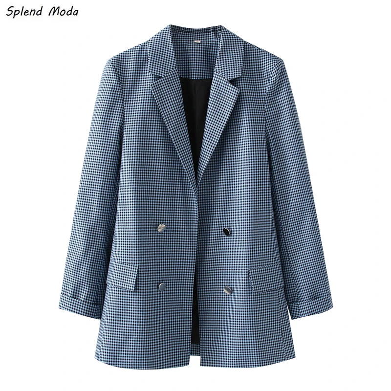 Splend Moda 2021 Autumn Turn Down Collar Long-Sleeve Vintage Plaid Double-Breasted Casual Suit Jacket Loose Blazer Women
Splend Moda 2021 Autumn Turn Down Collar Long-Sleeve Vintage Plaid Double-Breasted Casual Suit Jacket Loose Blazer Women