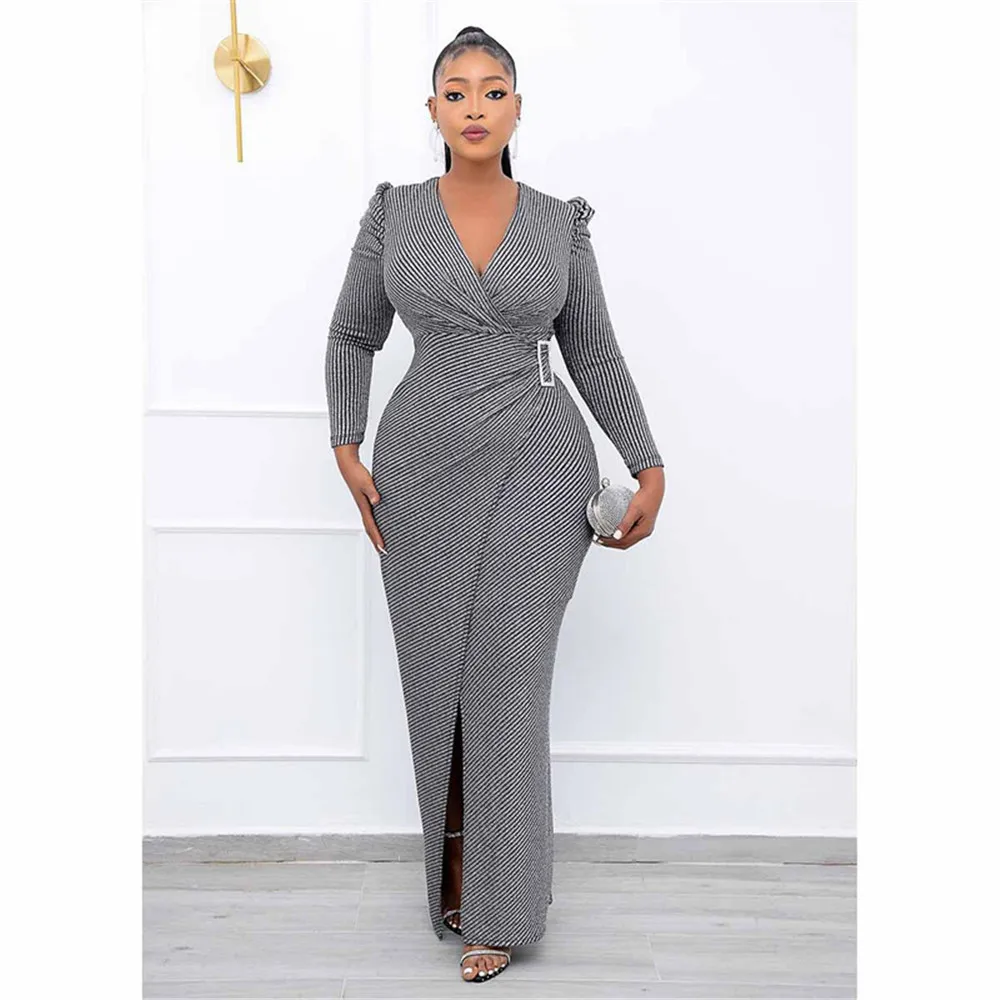 Women's Dress Sexy V-neck Fashion Line Printed Slim Dress Temperament African Women's Clothing Party Dresses Spring Autumn Lady
Women's Dress Sexy V-neck Fashion Line Printed Slim Dress Temperament African Women's Clothing Party Dresses Spring Autumn Lady