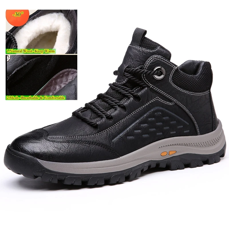 Natural Wool Brand Men Autumn Winter Cow Leather Sneakers Super Warm Snow Boots Men's Outdoor Work Shoes Hiking Camping Shoes
Natural Wool Brand Men Autumn Winter Cow Leather Sneakers Super Warm Snow Boots Men's Outdoor Work Shoes Hiking Camping Shoes