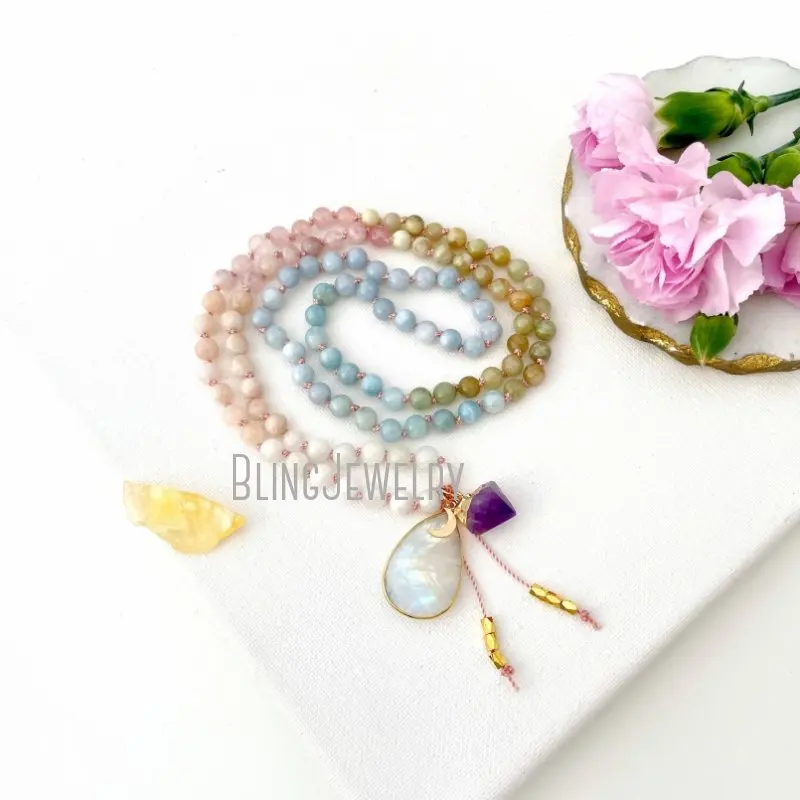 MN41534 Healing Mala Necklace With Morganite And Aquamarine Beads 108 Prayer Yoga Gift For Her
MN41534 Healing Mala Necklace With Morganite And Aquamarine Beads 108 Prayer Yoga Gift For Her