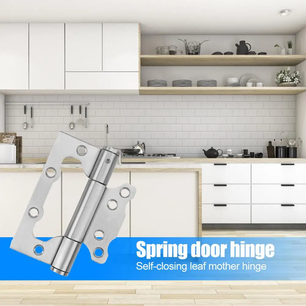 

2pcs Spring Damper Buffer Hinge Stainless Steel Cupboard Cabinet Door Hinges Surface Drawing Process Beautiful Practical