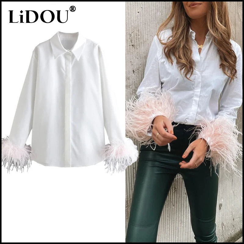 2022 Elegant Fashion Chic Furry Feather White Women's Shirts Spring Sweet Party Long Sleeve Blouses Oversized Loose Casual Tops
2022 Elegant Fashion Chic Furry Feather White Women's Shirts Spring Sweet Party Long Sleeve Blouses Oversized Loose Casual Tops