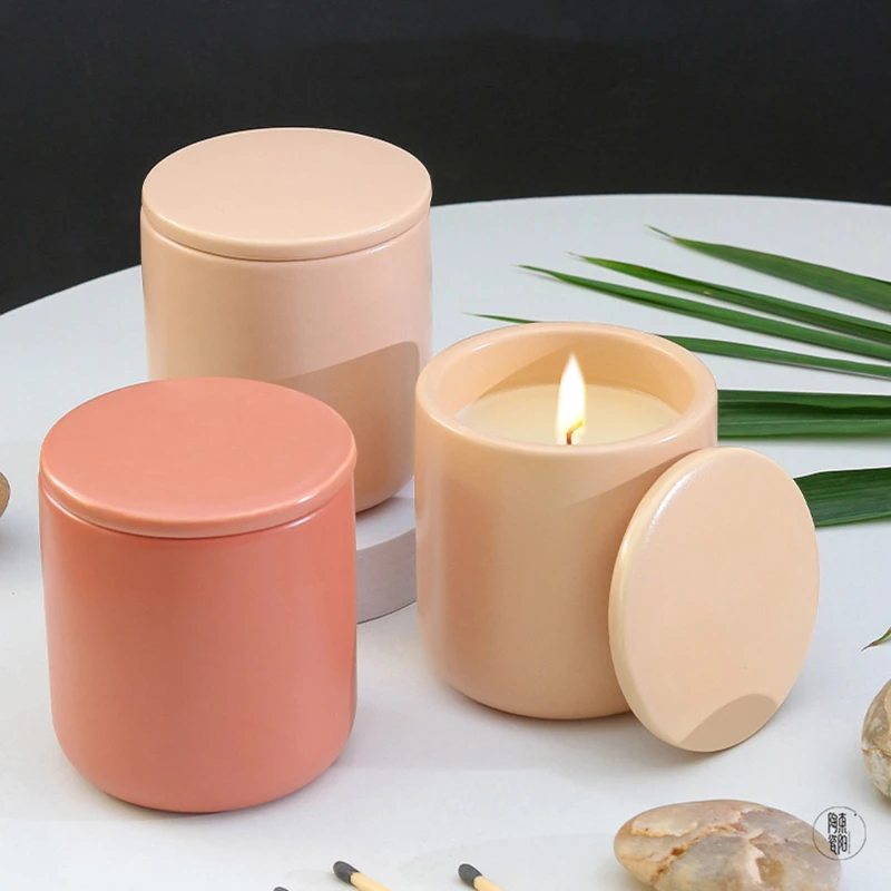 

Cylinder Concrete Cement Mold for Candle Jar with Lid Candle Cup Holder Silicone Mold DIY Handmade Flower Pot Clay Mould Wax Box