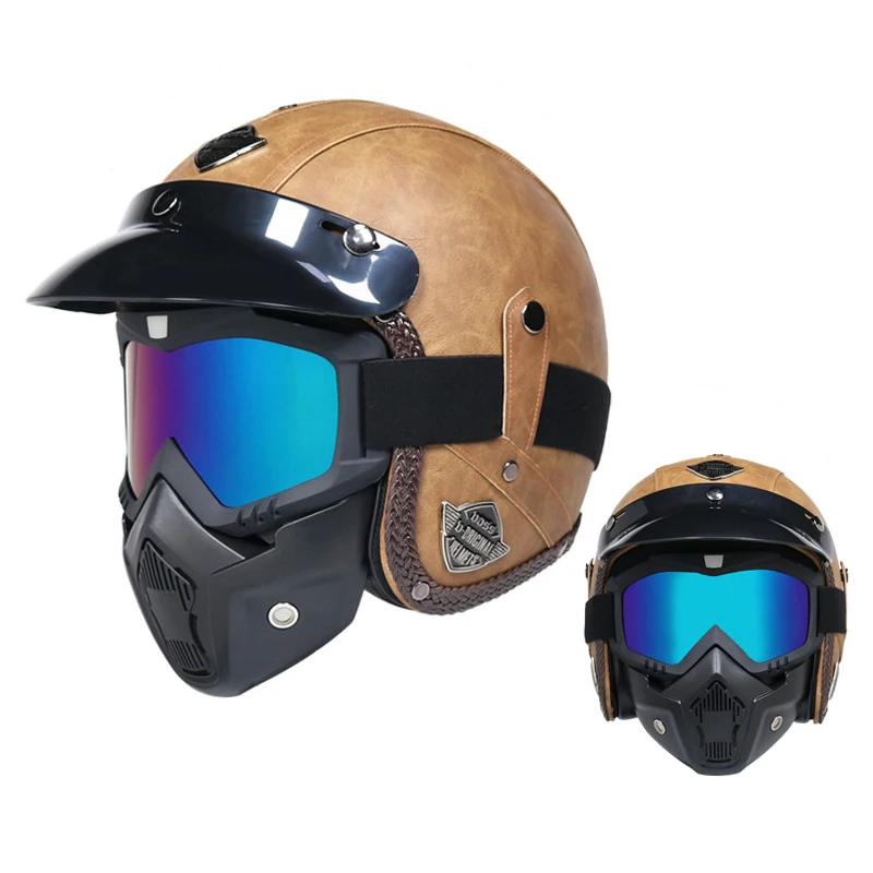 New PU Leather Retro Helmets 3/4 Motorcycle Chopper Bike Open Face Vintage Casco Moto Scooter
New PU Leather Retro Helmets 3/4 Motorcycle Chopper Bike Open Face Vintage Casco Moto Scooter