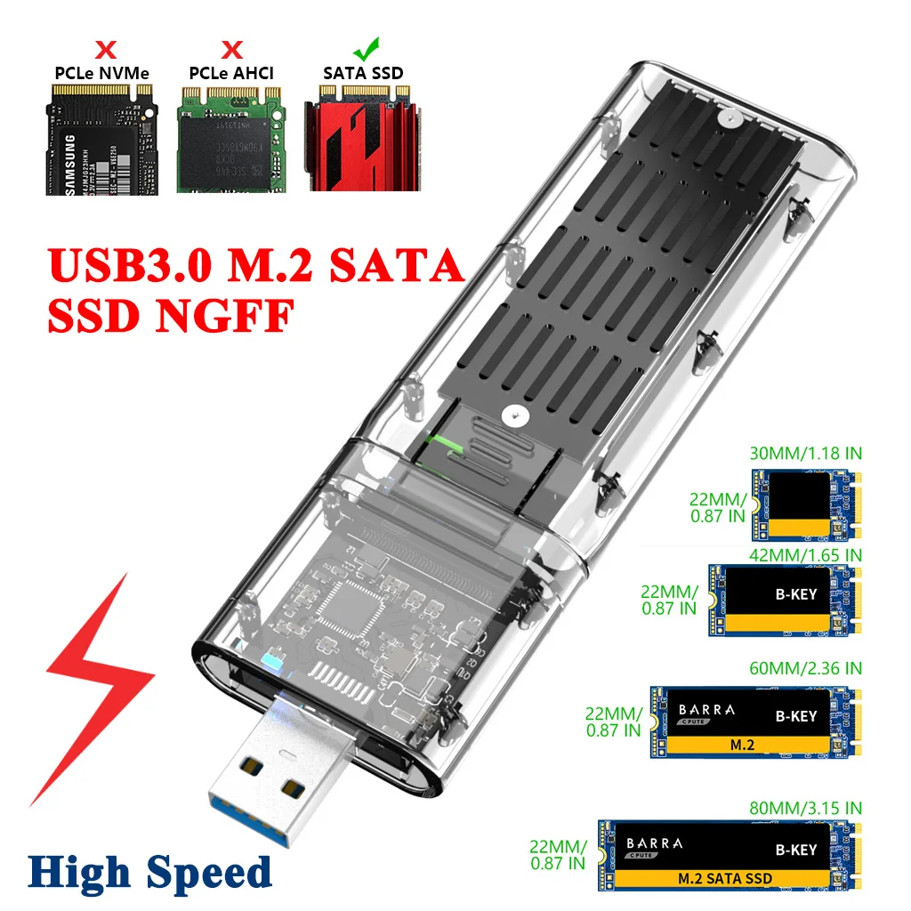 USB 3.0 M.2 SATA SSD NGFF CASE Chassis SSD Adapter For PCIE M/B Key SSD Disk Box HDD SSD Enclosure 2TB For 2230 2242 2260 2280MM
USB 3.0 M.2 SATA SSD NGFF CASE Chassis SSD Adapter For PCIE M/B Key SSD Disk Box HDD SSD Enclosure 2TB For 2230 2242 2260 2280MM