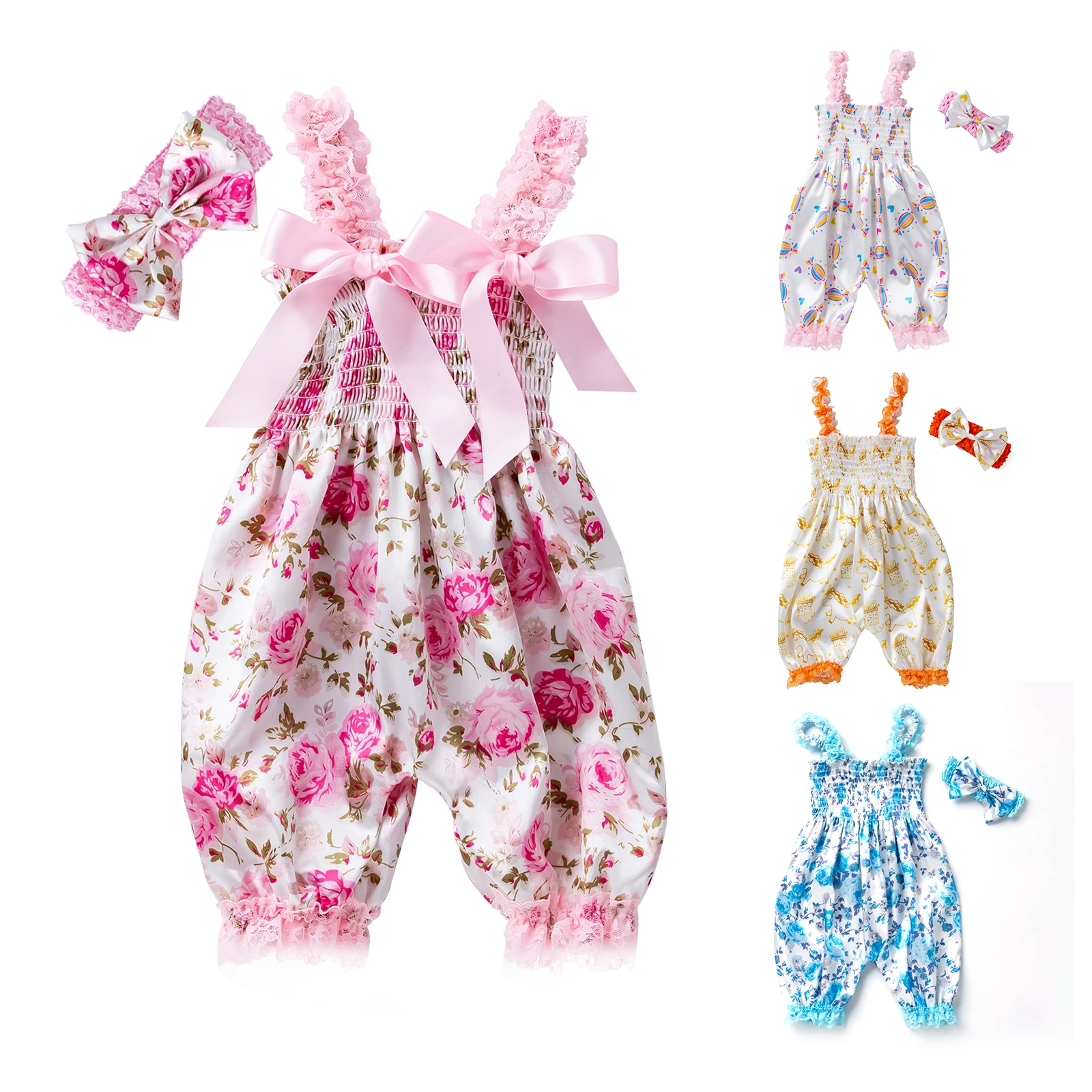 Infant Baby Girls Flowers Bloomers + Headband Outfits Jumpsuit Babany bebe Newborn Romper Playsuits Lace Strap Pants Clothes 2pc
Infant Baby Girls Flowers Bloomers + Headband Outfits Jumpsuit Babany bebe Newborn Romper Playsuits Lace Strap Pants Clothes 2pc