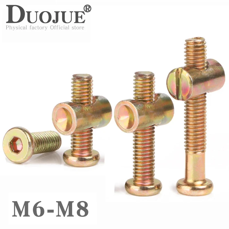 

M6 M8 Carbon Steel Furniture Chair Bed Bolts and Nuts, Set with Barrel Nuts, Guide Nut, Fastener and Set Screws Inner Hexagon
