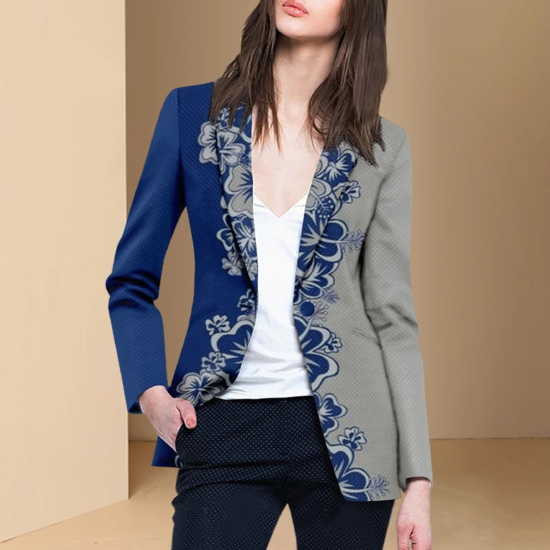Женский блейзер с длинным рукавом, модная облегающая одежда в Корейском стиле, костюм с воротником из полиэстера, с принтом, Houthion, на лето 
Женский блейзер с длинным рукавом, модная облегающая одежда в Корейском стиле, костюм с воротником из полиэстера, с принтом, Houthion, на лето