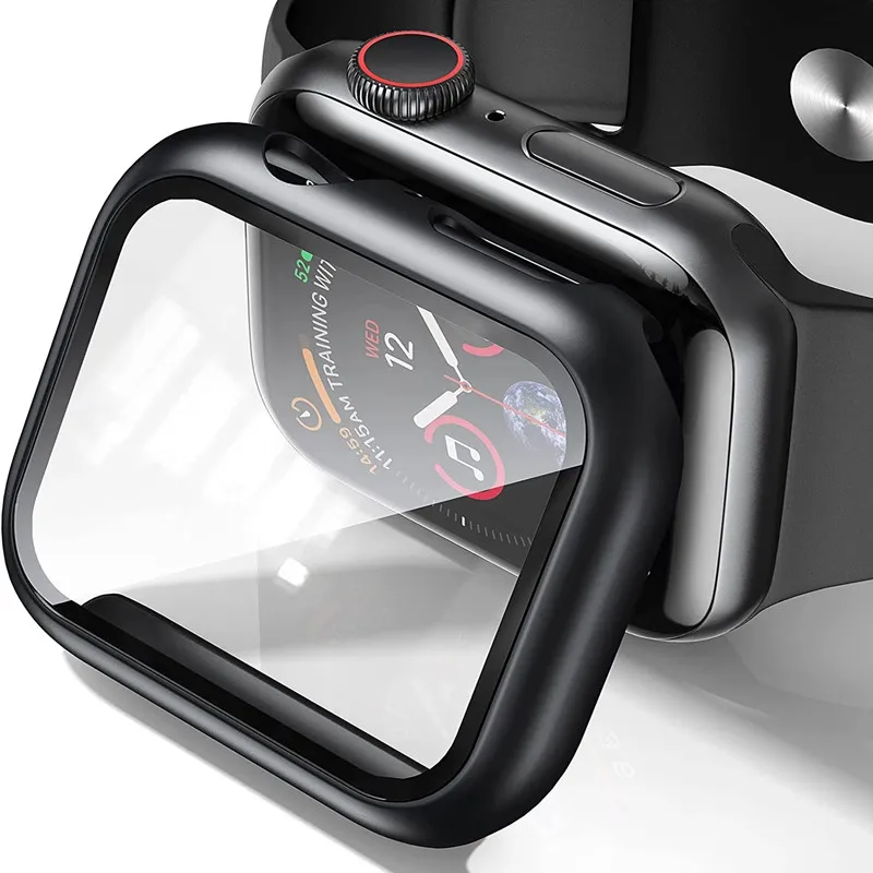 Закаленное стекло для Apple Watch чехол 7 6 SE 5 4 3 45 мм 41 42 44 40 полная защита экрана Iwatch