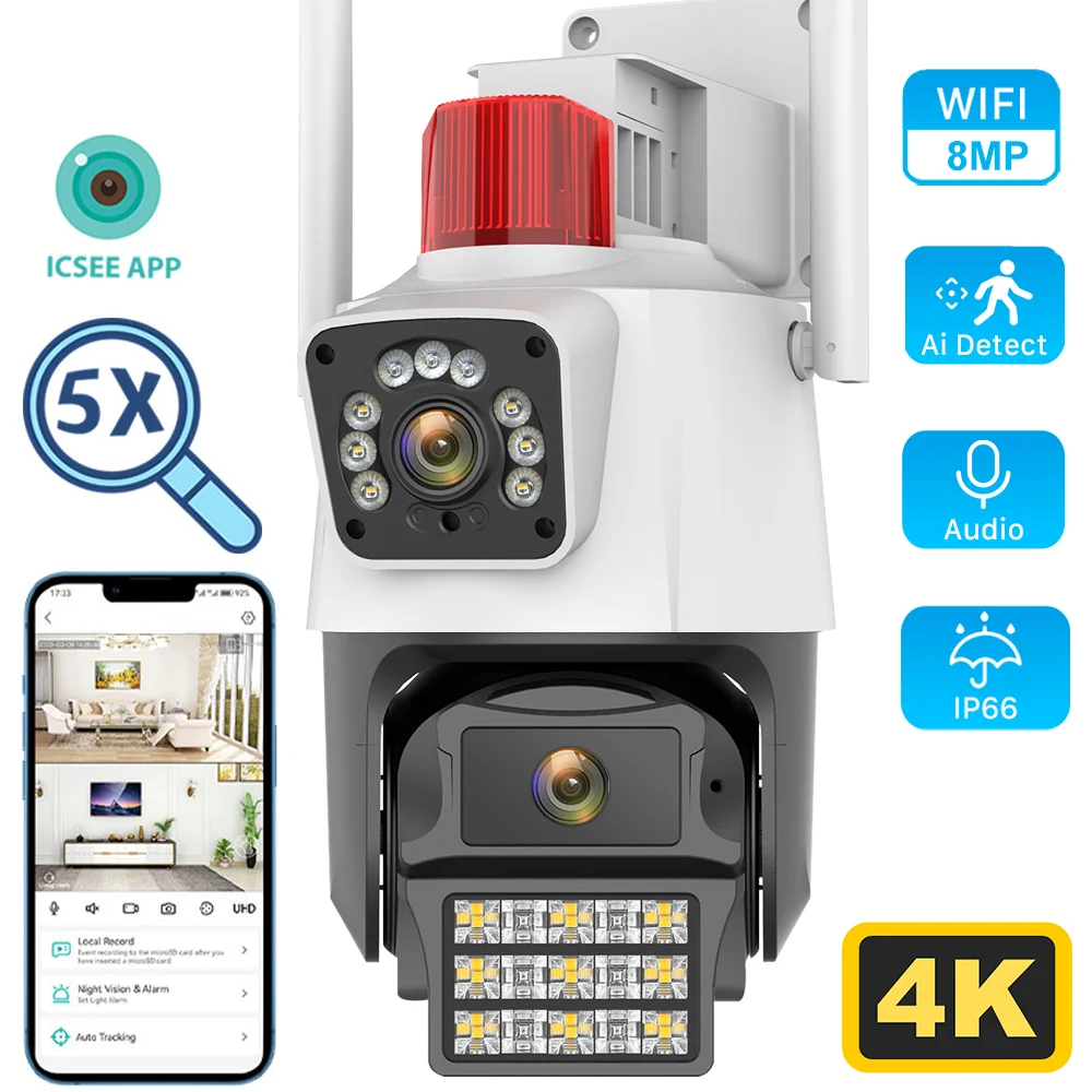 6MP 8MP PTZ WiFi Camera with Dual Screen Color Night Vision Outdoor Security IP Camera CCTV Surveillance Camera ICSEE APP
6MP 8MP PTZ WiFi Camera with Dual Screen Color Night Vision Outdoor Security IP Camera CCTV Surveillance Camera ICSEE APP