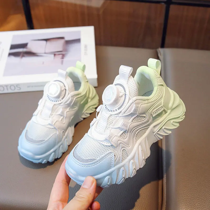 Mesh Patchwork Child Runing White Shoes Kid 2023 For Boy Girls Rainbow Sneakers Autumn New Wholesale Rotating Button Shoe 27-37
Mesh Patchwork Child Runing White Shoes Kid 2023 For Boy Girls Rainbow Sneakers Autumn New Wholesale Rotating Button Shoe 27-37