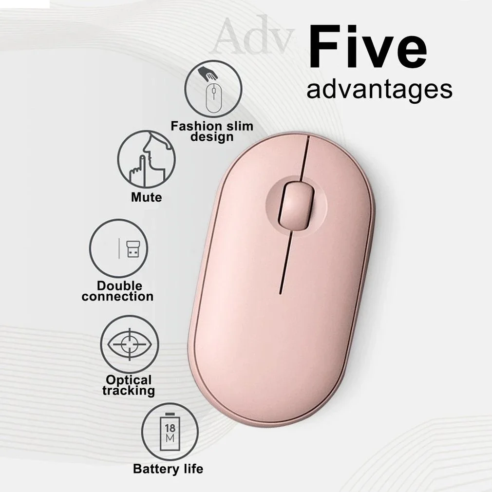 Беспроводная оптическая Бесшумная Bluetooth-мышь M350, 1000 точек/дюйм, 100 ГГц
Беспроводная оптическая Бесшумная Bluetooth-мышь M350, 1000 точек/дюйм, 100 ГГц