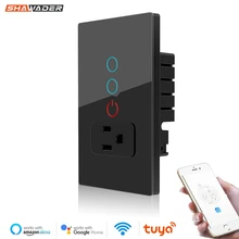 Wifi Smart Tuya Light Switch Stairs Mexico US Wall Socket American Plug Outlet Intelligent Glass Panel Remote Alexa Google Home