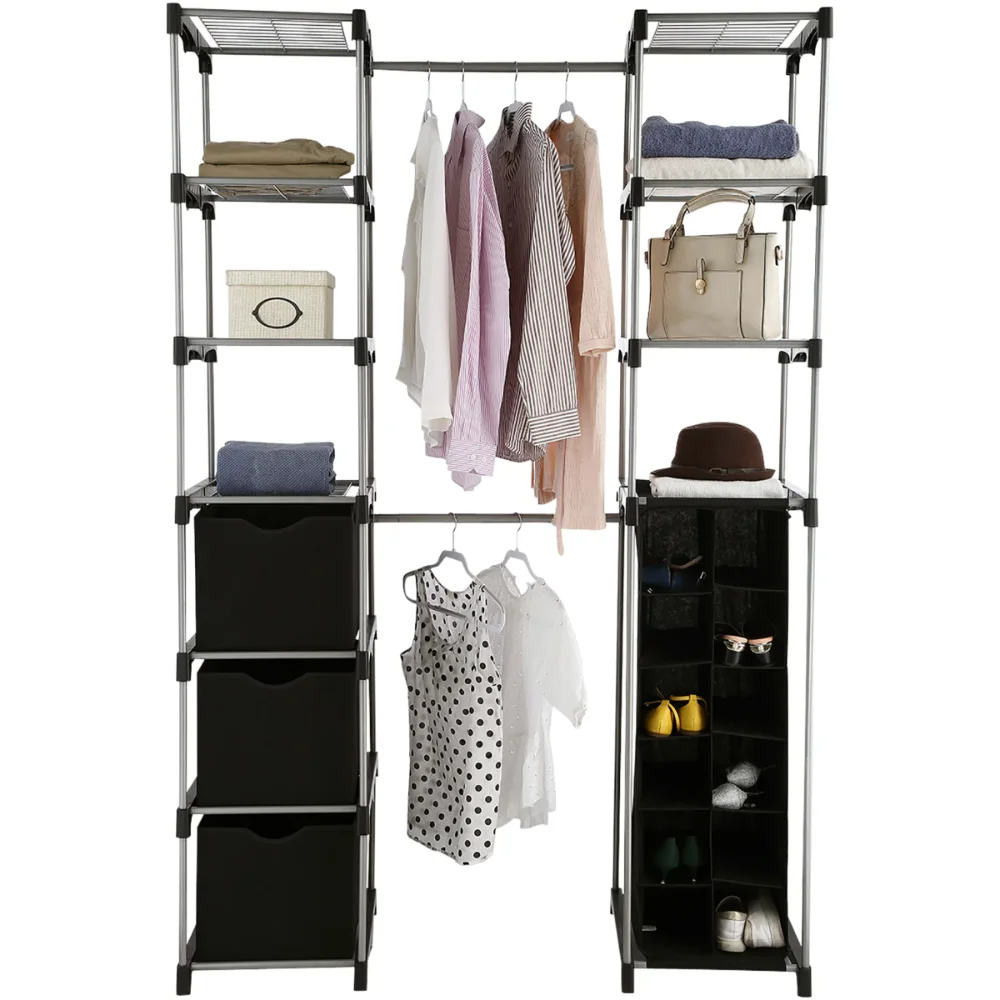 

Mainstays Closet Organizer, 2-Tower 9-Shelves, Easy to Assemble, Black home furniture