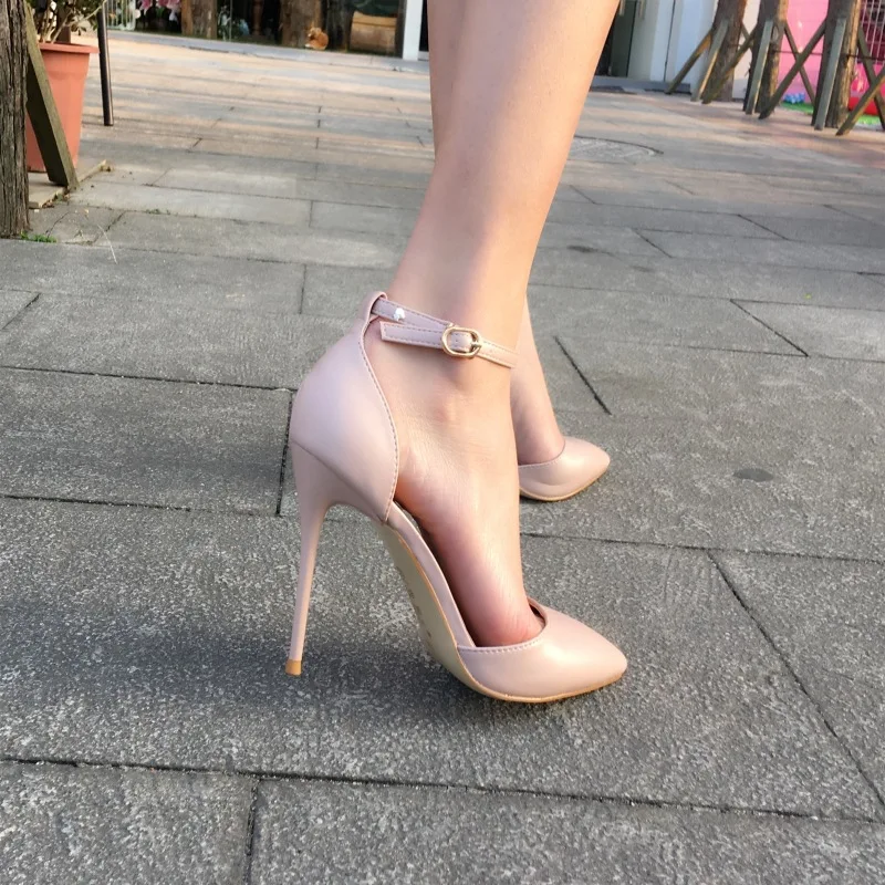 Women's High Heels Shoes in Black & Nude Pointed Toe Designer Pumps and Stilettos Patent Leather Heel Shoes Ankle Buckle Strap
Women's High Heels Shoes in Black & Nude Pointed Toe Designer Pumps and Stilettos Patent Leather Heel Shoes Ankle Buckle Strap