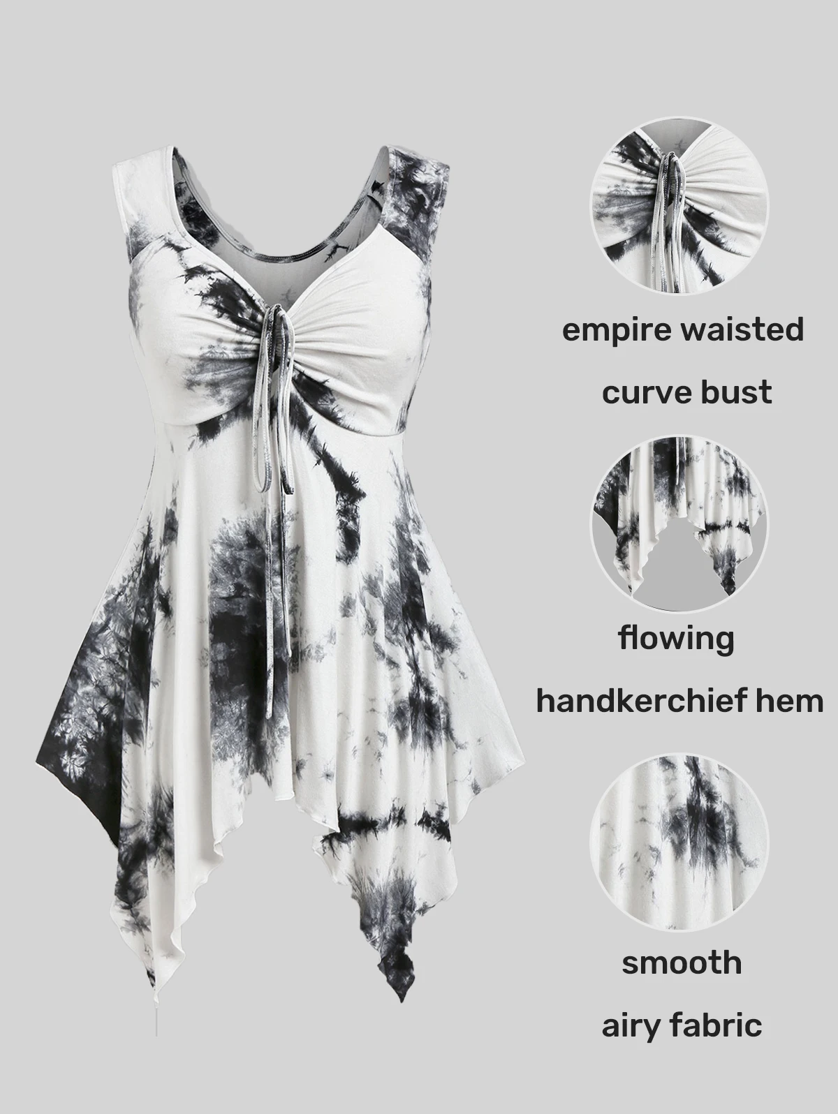 ROSEGAL Tie Dye Tunic Tank Female Summer Casual Top Sleeveless V Neck Handkerchief Irregular Lace Up Cotton Vest For Women S-5XL
ROSEGAL Tie Dye Tunic Tank Female Summer Casual Top Sleeveless V Neck Handkerchief Irregular Lace Up Cotton Vest For Women S-5XL