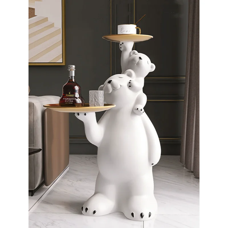 

Nordic Home Dector Tray Furniture Living Room Creative Polar Bear Statues Large Floor Welcome Home Decoration Housewarming Gifts