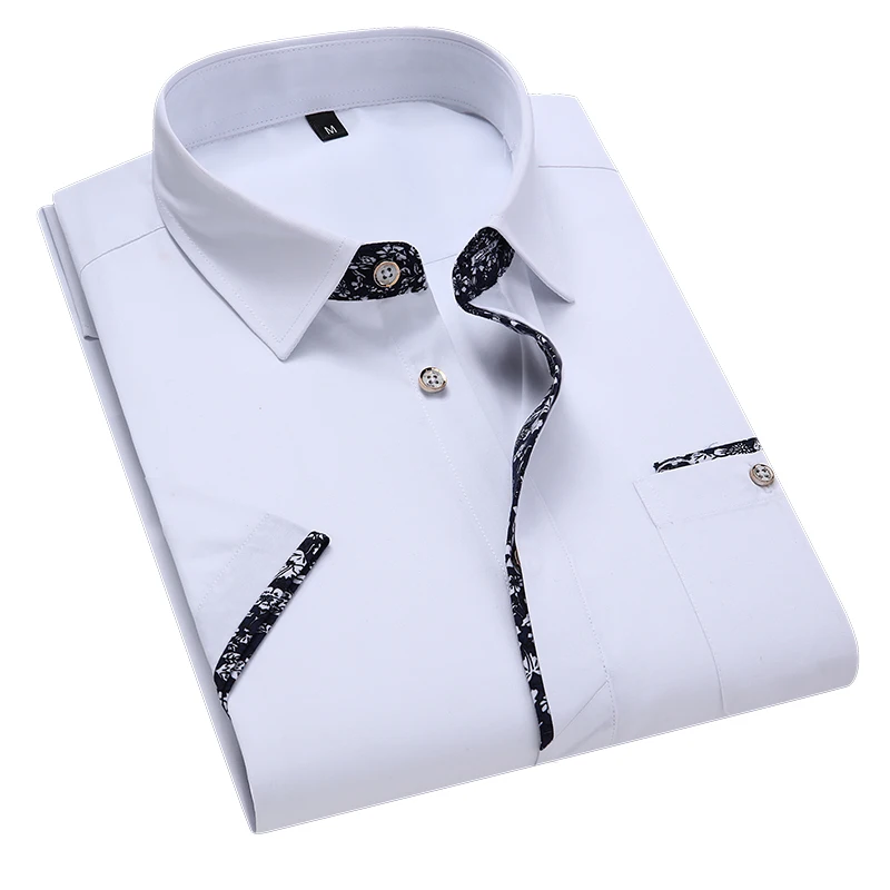 Summer Men's Short Sleeve Casual Shirt Classic Style Business Fashion Floral Contrast Color Dress Shirt Male White Light Blue
Summer Men's Short Sleeve Casual Shirt Classic Style Business Fashion Floral Contrast Color Dress Shirt Male White Light Blue